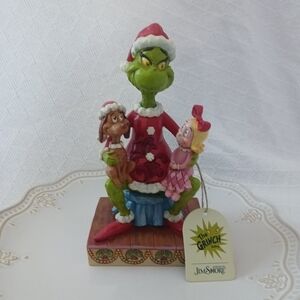 Jim Shore The Grinch Dr Seuss with Max and Cindy Lou - Green, Red, Pink